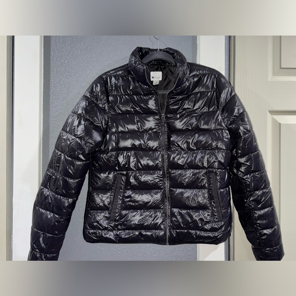 STYLUS Glossy Black Puffer Coat